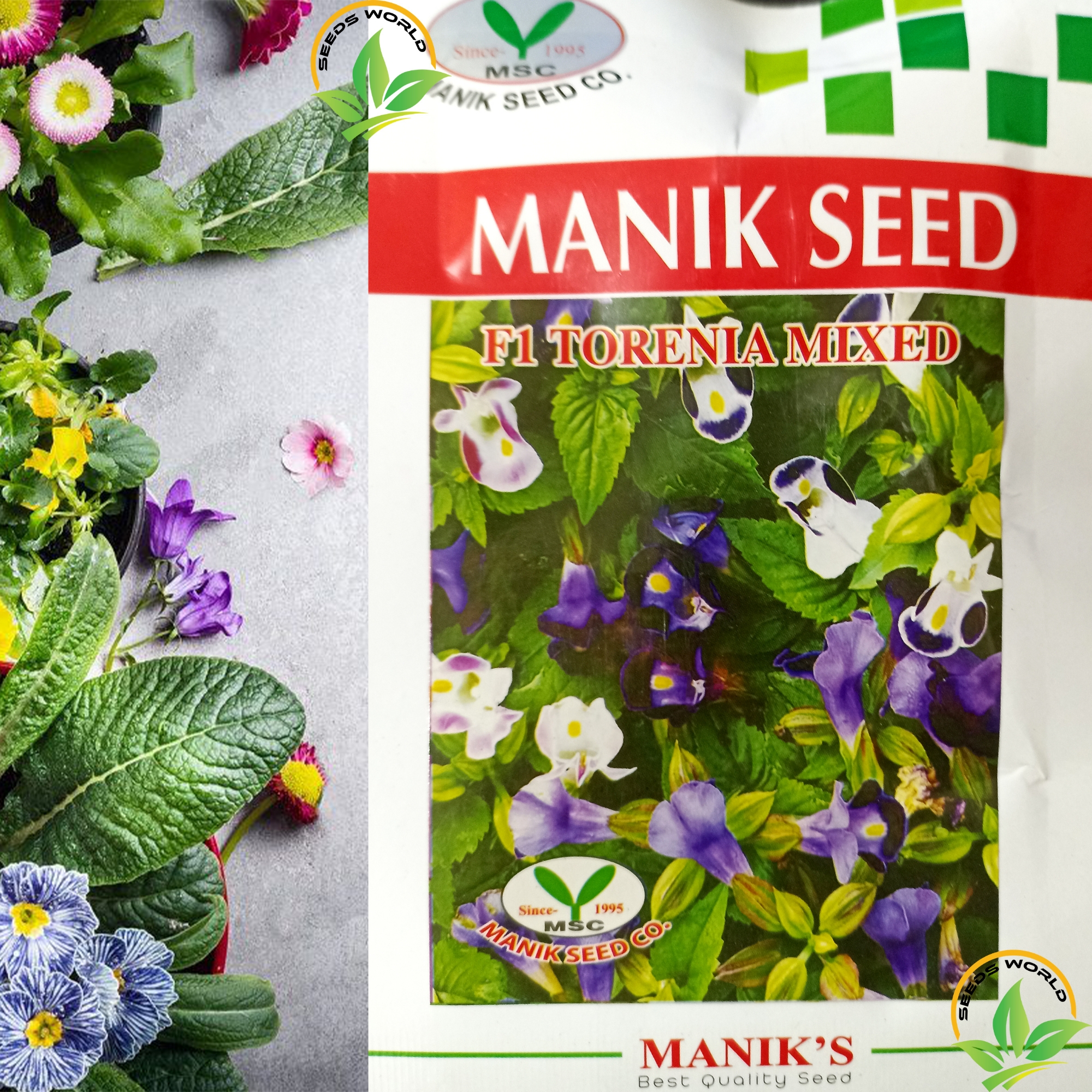 Picture of Torenia Kauai Mixed F1 seeds Intact Packet