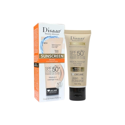Picture of Disaar Beauty Skincare Oil Free SPF PA+++ 50+ Sunscreen Instant Protection UVA UVB Foundation - 40gm
