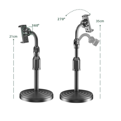 Picture of Desktop Mobile Phone Holder Stand 360 Rotate for Live Streaming Shoot YouTube TikTok Video Round Base Smartphone By Alpha