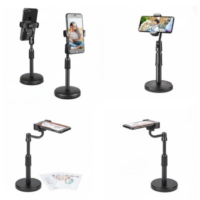 Picture of L7 Desktop Mobile Phone Holder Height Adjustable Stand & 360° Rotatable for Live Streaming Shoot YouTube TikTok Video Round Base Smartphone - Mobile Stand