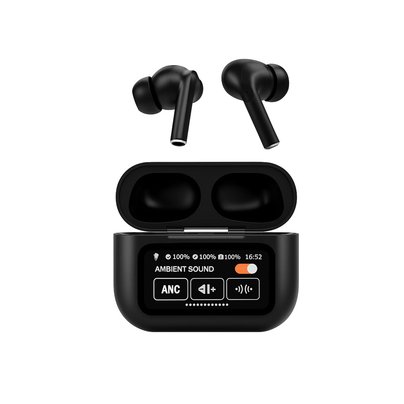Picture of A9 Airpods Pro (Black) With Screen Display ANC / ENC Dobble Dark Touch Control Noise Reduction A9 Pro Bluetooth Headphone By Alpha