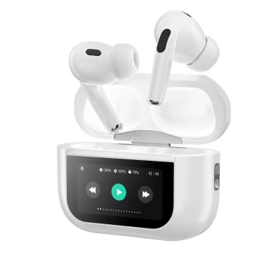 Picture of A9 AIRPODS PRO 2ND GENERATION (WHITE) WITH DISPLAY TOUCH SCREEN WIRELESS EARBUDS, WITH- ANC ACTIVE NOISE CANCELLATION, TYPE-C FAST CHARGING - WHITE