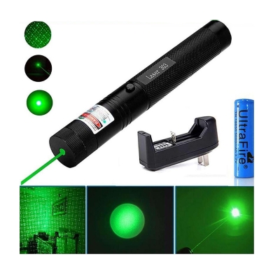 Picture of 10 Miles 532nm Adjustable Focus Green Laser Pointer Beam Light Pen +Star Cap 5mw