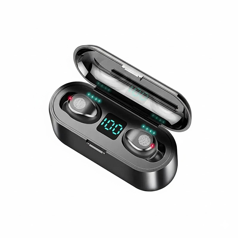 Picture of F9 Bluetooth Earphone v5.0 tws Wireless Earphone Led Display Sports Wireless Headset with Microphone-Black by Alpha