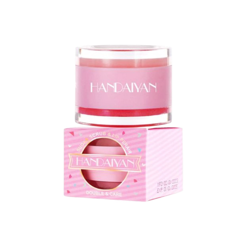 Picture of Handaiyan Lip Balm Sugar Scrub & Lip Perair 2in1 Lip Balm for Women Sugar Scrub Reduce Fine Lines Brighten Exfoliate and Nourish for Pigmented Lips Moisturizing Vitamin Packed Balm