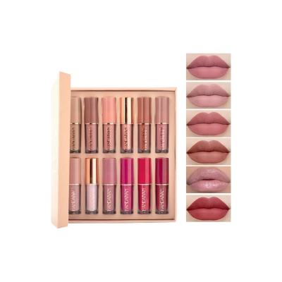 Picture of Handaiyan 12 Color Matte Liquid Lipstick Set Long-Lasting Smudge Proof 2.5ml Lip Gloss Set Matte Pearlescent Non-Sticky Lip Glaze Lipstick
