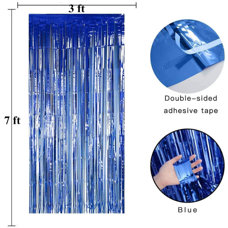 Blue Theme Birthday Party Combo- Metallic Balloon Arch Kit, Cursive Banner, Backdrop, & Decor Full Package- (Pack of 86 Pcs)