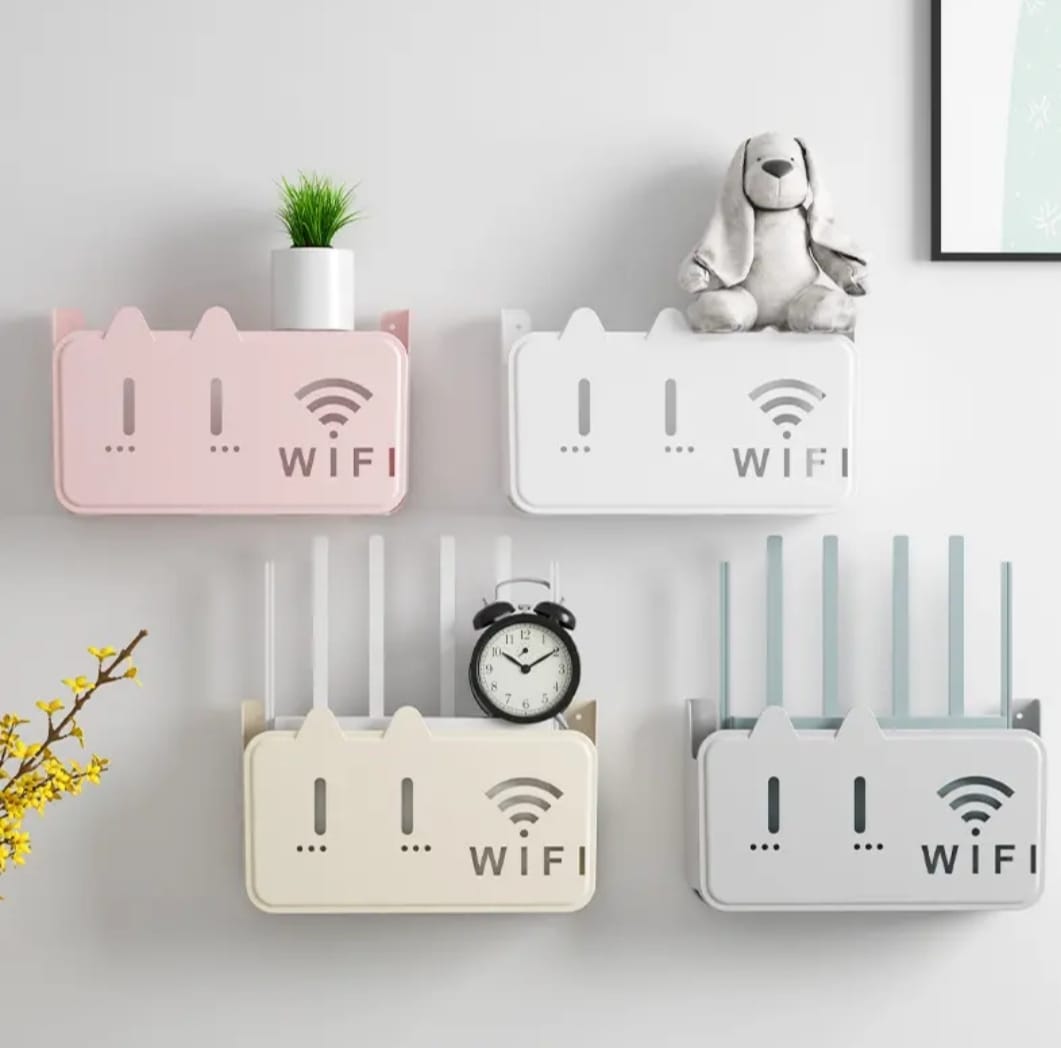Picture of Wireless Wifi Router Shelf Storage Box Wall Hanging Plastic Organizer Box Cable Power Bracket Organizer Box Home Decor