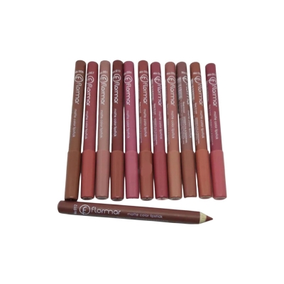 Picture of Flormar Rouge 12 Colors Wood Lip Pencil Set with Banners Cap 12pcs