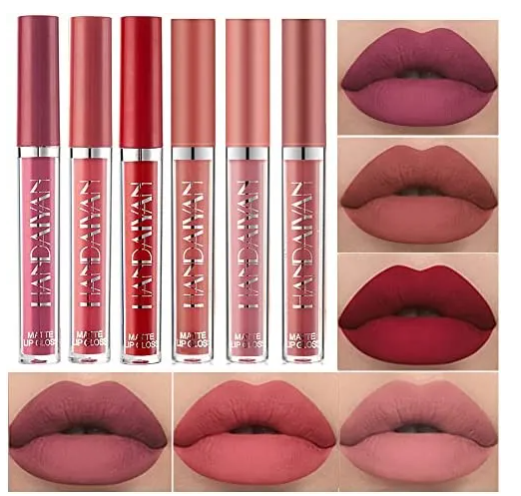 Picture of HANDAIYAN 6 Colors Long Lasting Velvet Lips Tint Liquid Lipsticks Waterproof Non-Stick Cup Lipgloss Gift Set( A)
