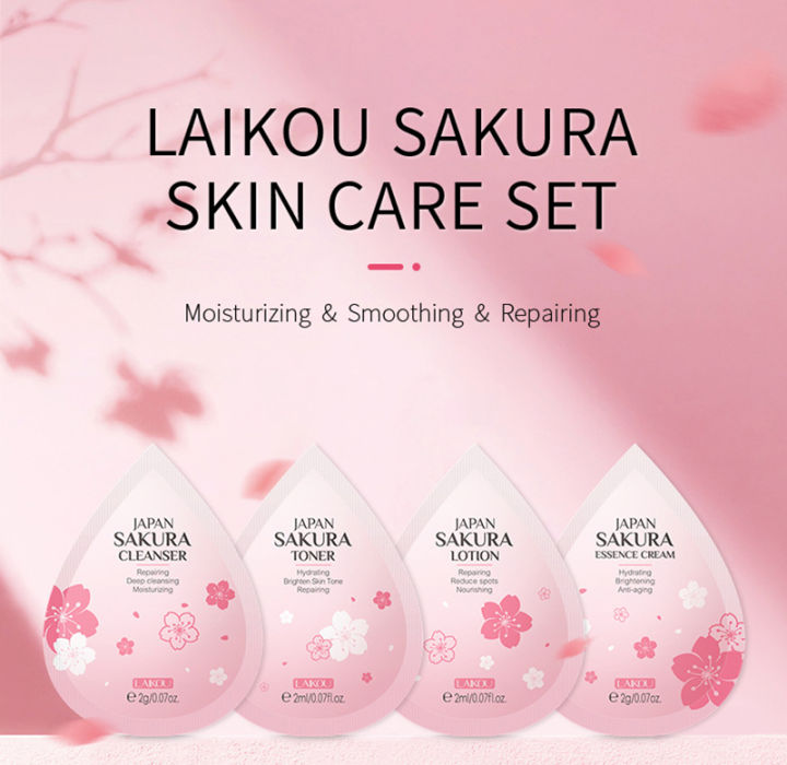 Picture of LAIKOU Sakura Skincare Set 4pcs (Face Cleanser /Toner/ Lotion/ Face Cream) - 2gm (5×4 pcs) 20 pcs