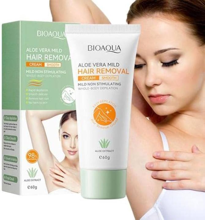 Picture of BIOAQUA ALOE VERA MILD HAIR REMOVAL CREAM MILD NON-IRRITATING HAIR REMOVAL CREAM 60G