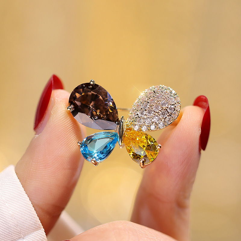 Picture of Four Color Design brooch for women crystal Rhinestone safety pin for girls and women