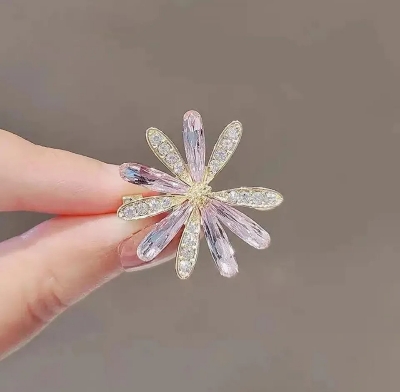 Picture of Flower Brooch for Women Crystal Rhinestone lightweight Brooch Hijab safety pin for girls and women