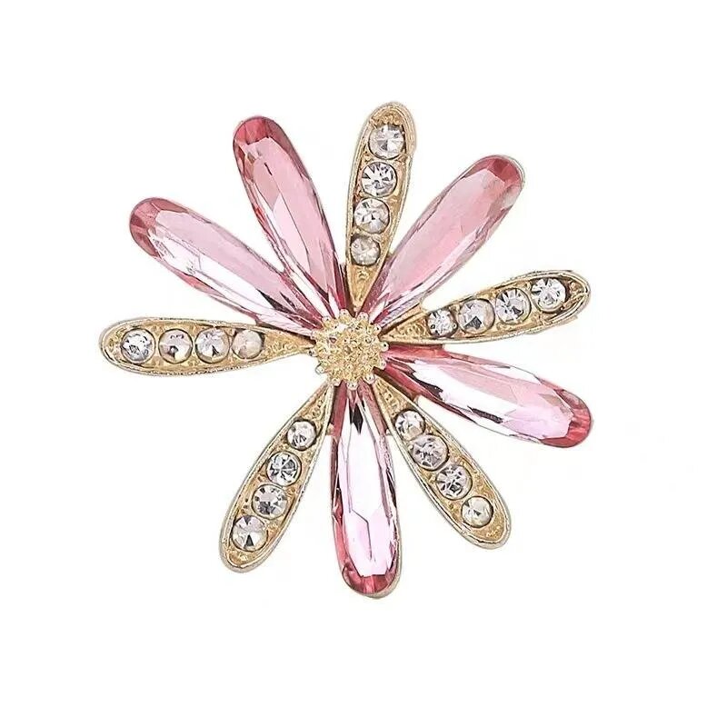 Picture of Flower Brooch for Women Crystal Rhinestone lightweight Brooch Hijab safety pin for girls and women