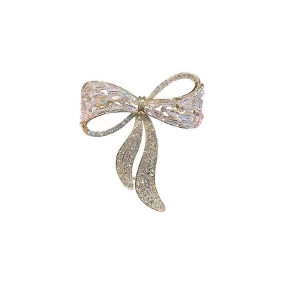 Picture of Bow Zircon Luxury Bow Brooch Hijab Safety Pin For Girls Women