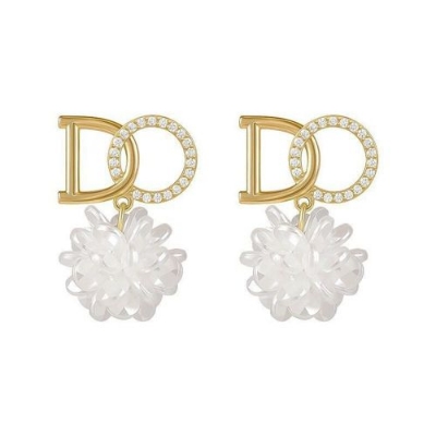 Picture of letter petals alloy diamond_earrings female silver needle flower pendant earrings