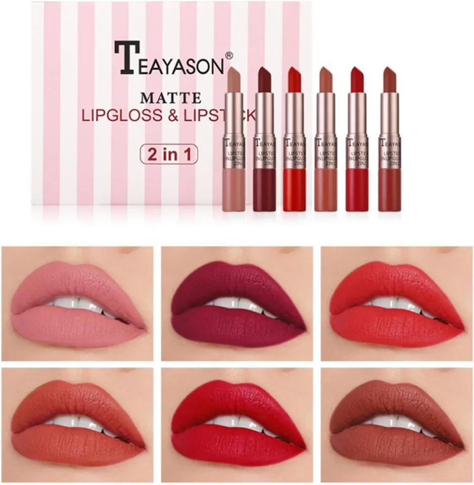 Picture of Teayason Matte Lipgloss and lipstick 2 in 1 set A 6 in 1 box