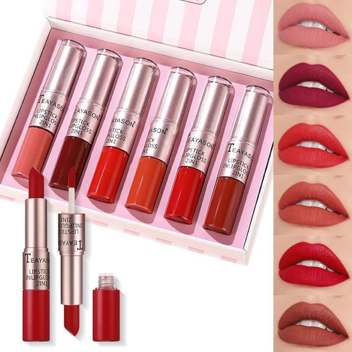 Picture of Teayason Matte Lipgloss and lipstick 2 in 1 set A 6 in 1 box