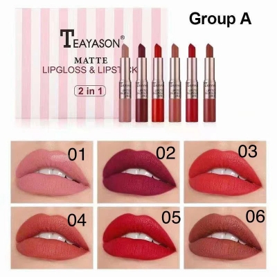 Picture of Teayason Matte Lipgloss and lipstick 2 in 1 set A 6 in 1 box