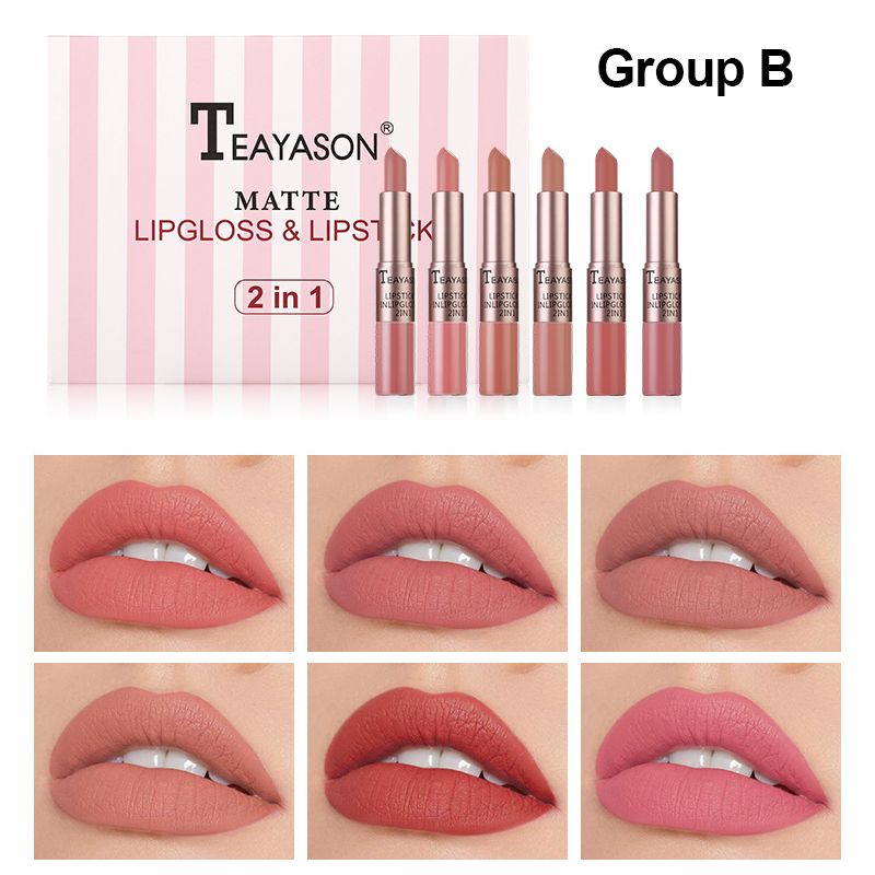 Picture of Teayason Matte Lipgloss and lipstick 2 in 1 set A 6 in 1 box