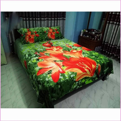 Picture of Double Size Cotton Bed Sheet With  2 Pillow Covers