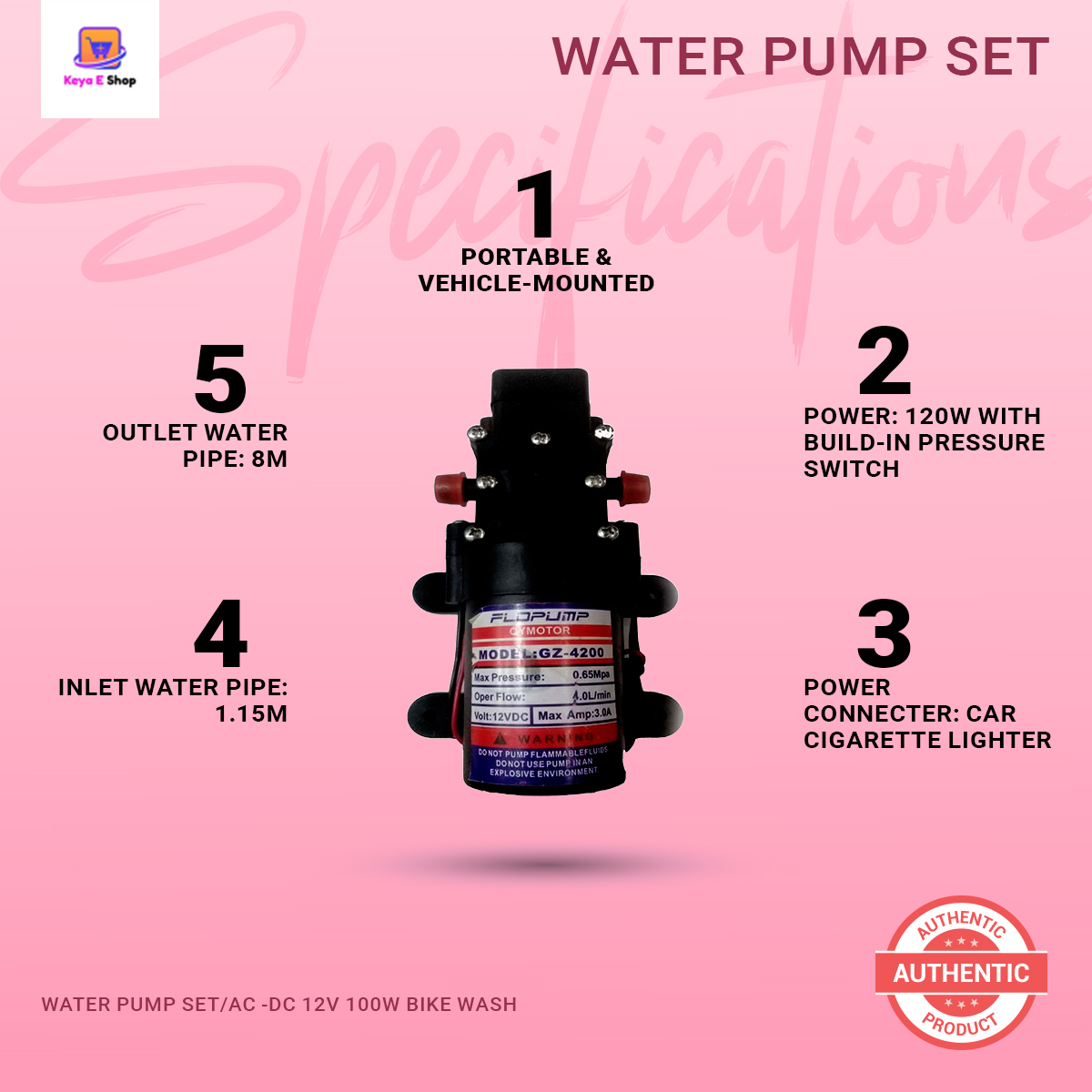 Picture of Water Pump Set/AC -DC 12V 100W  Bike Wash