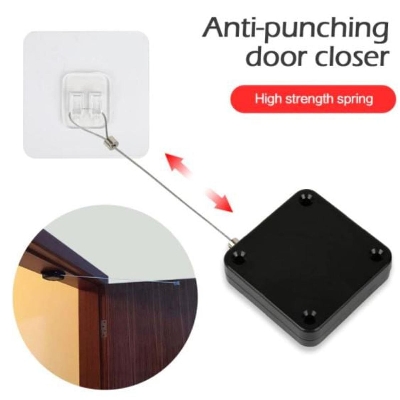 Picture of Multi Function Punching Free Black Door Closer Household Balcony Restaurant Automatic Rebound Door Closer - black