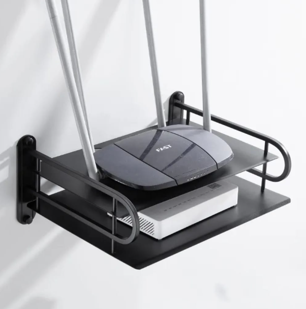 Picture of Metal Wifi Router Stand Shelf Double Layer Wall Mounted Shelf Home decorator