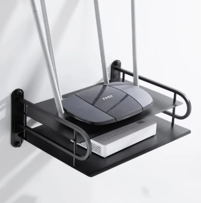 Picture of Metal Wifi Router Stand Shelf Double Layer Wall Mounted Shelf Home decorator