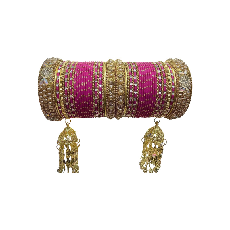 Picture of 1 Set New Indian Bridal Jhumka Pekhom Bangles/Churi Package For Girls-(1 full set)