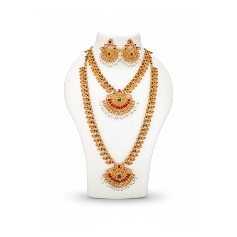 Picture of Indian joypuri Traditional Raani Har necklace Set With Earring for women - Necklace For Girls