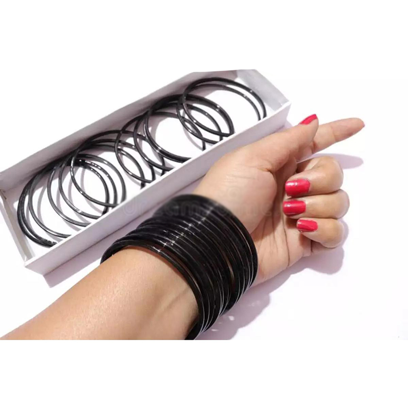 Picture of Black Reshmi Churi For Woman (24Pieces)