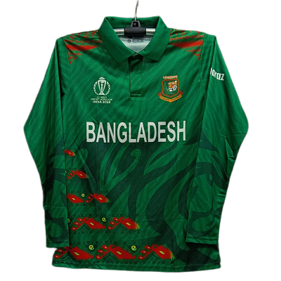 Picture of Bangladesh World Cup New 4Part Premium Quality Collar Full Sleeve Jersey  Bangladesh Cricket Team Jersey (Polo) - Green