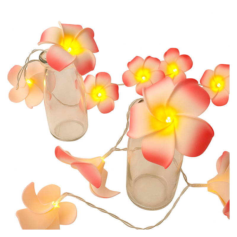 Picture of Foam artificial pink plumeria flower led string light bedroom decorative party fairy light 20pcs set