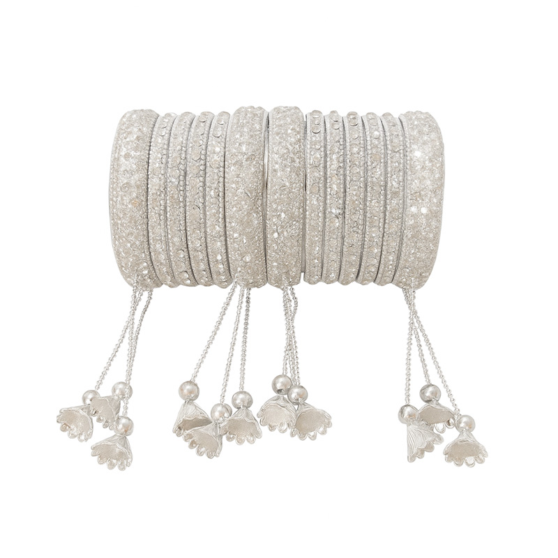 Picture of Joypuri Indian New Silver Plated Bangles Bracelets for Women Jhumka churi