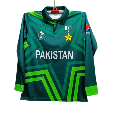 Picture of Pakistan World Asia Cup Jersey 2023 4 Part Jersey Premi premium Quality - Pakistan Cricket Jersey - Cricket Jersey -Collar Full Sleeve Jersey