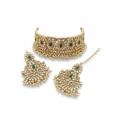 Picture of Indian exclusive chocker necklace set/tikli set/ Bridal jewellery set for girls