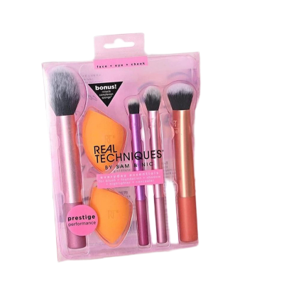 Picture of Real Techniques Everyday Essentials Makeup Brush Complete Face Set (Miracle Complexion Sponge, Expert Face, Blush, Setting and Deluxe Crease Brushes)