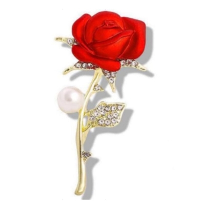 Picture of Metal Rose Brooch Hijab Safety Pin For Girls And Women - Rose Red