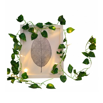 Picture of 2 Meter 20 LED String Lights Artificial Ivy Fake Garland Green Leaf Plants Vine Battery Operate Fairy String Lights Hanging for Wedding Party Home Wall Decor