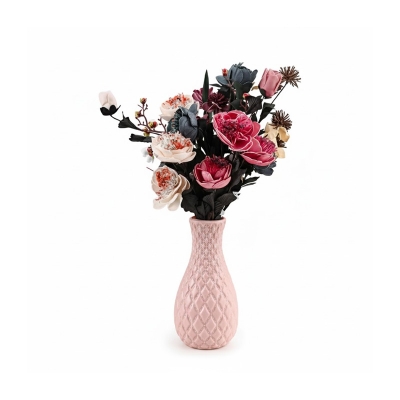 Picture of Nordic style diamond pattern vase fake plastic flower vase pot home decoration(1psc)
