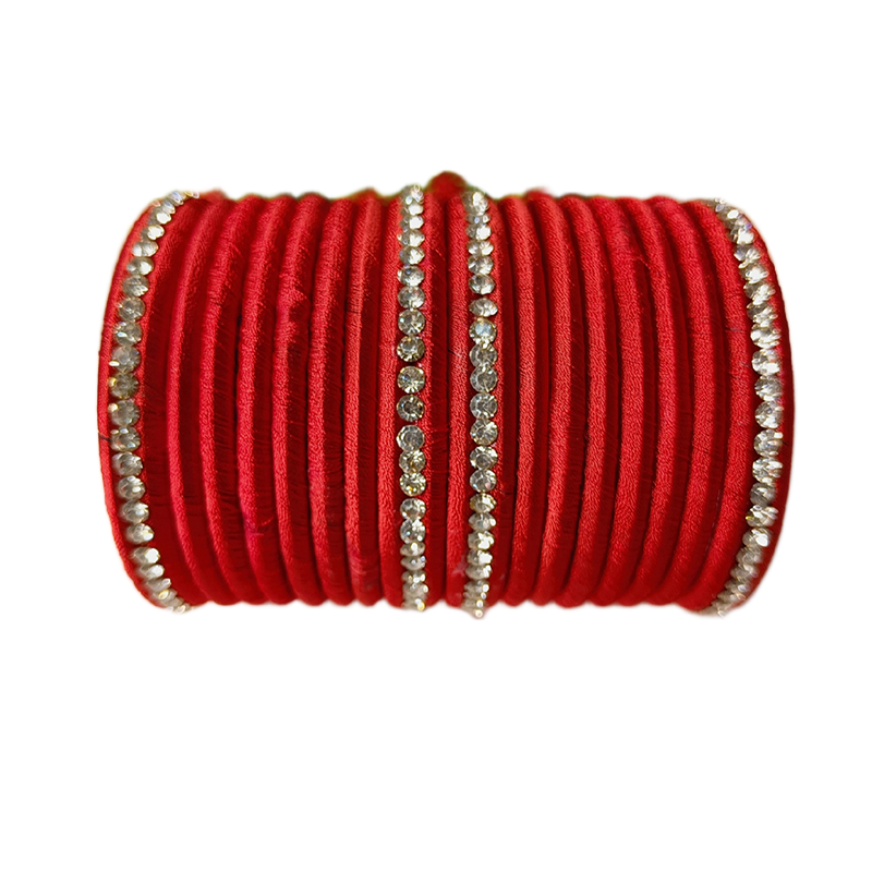 Picture of Silk Thread Reshmi Bangles with Stones For Girls and Women