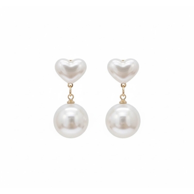 Picture of Little Love Heart Pearl Stud Earrings for Wome Korean Style Exquisite Hypoallergenic Earrings Party Jewelry Gift