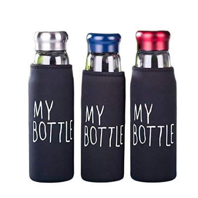 Picture of Stay Hydrated On The Go With The Jazz Style Water Bottle, Featuring A Sleek Design With An Aluminum Cap And Glass Construction For Durability.
