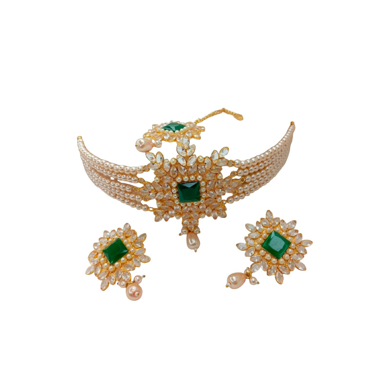 Picture of Simple gold plated with pearl necklace & earring set for women