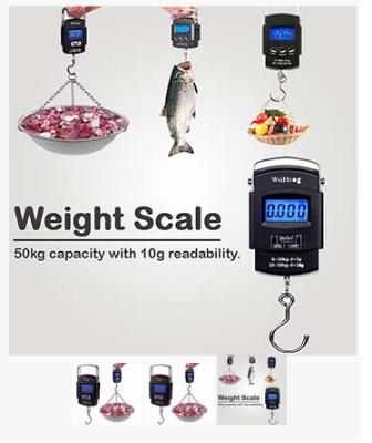 Picture of Heavy Duty Portable Hook Weighing Machine Digital Type Manual Weight M/c Temp Scale for Home, Kitchen, Traveling 50Kg