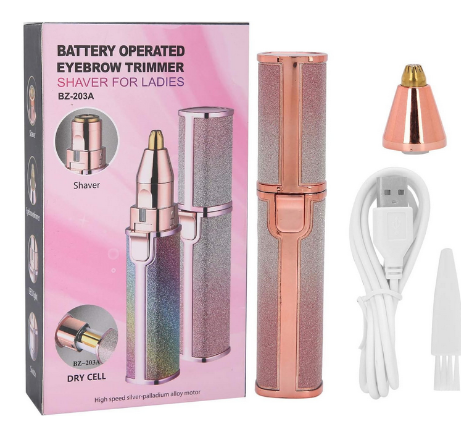 Picture of Blawless Battery Operated 2 In 1 Eyebrow Trimmer Shaver  Body Groomer For Women-Multicolor Usb Charger, Cordless