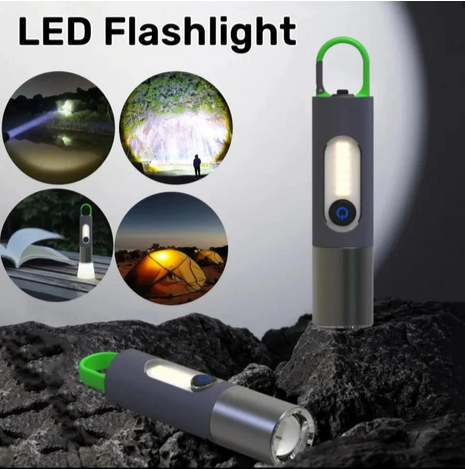 Picture of LED Mini Flashlight - Torchlight + multifunctional Torchlight USB Charging System Rechargeable Flashlight Powerful Camping, Usb Long Duration Flash Lamp Super High Power Brightness LED Portable Flash Lamp - torch light
