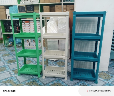 Picture of প্লাস্টিকের র‍্যাক 4 ধাপের র‍্যাক - kitchen rack 4 tiers rectangular storage rack, kitchen bathroom shelf cart trolley hand food carts truck trolley Storage organizer plastic cabinet corner shelf